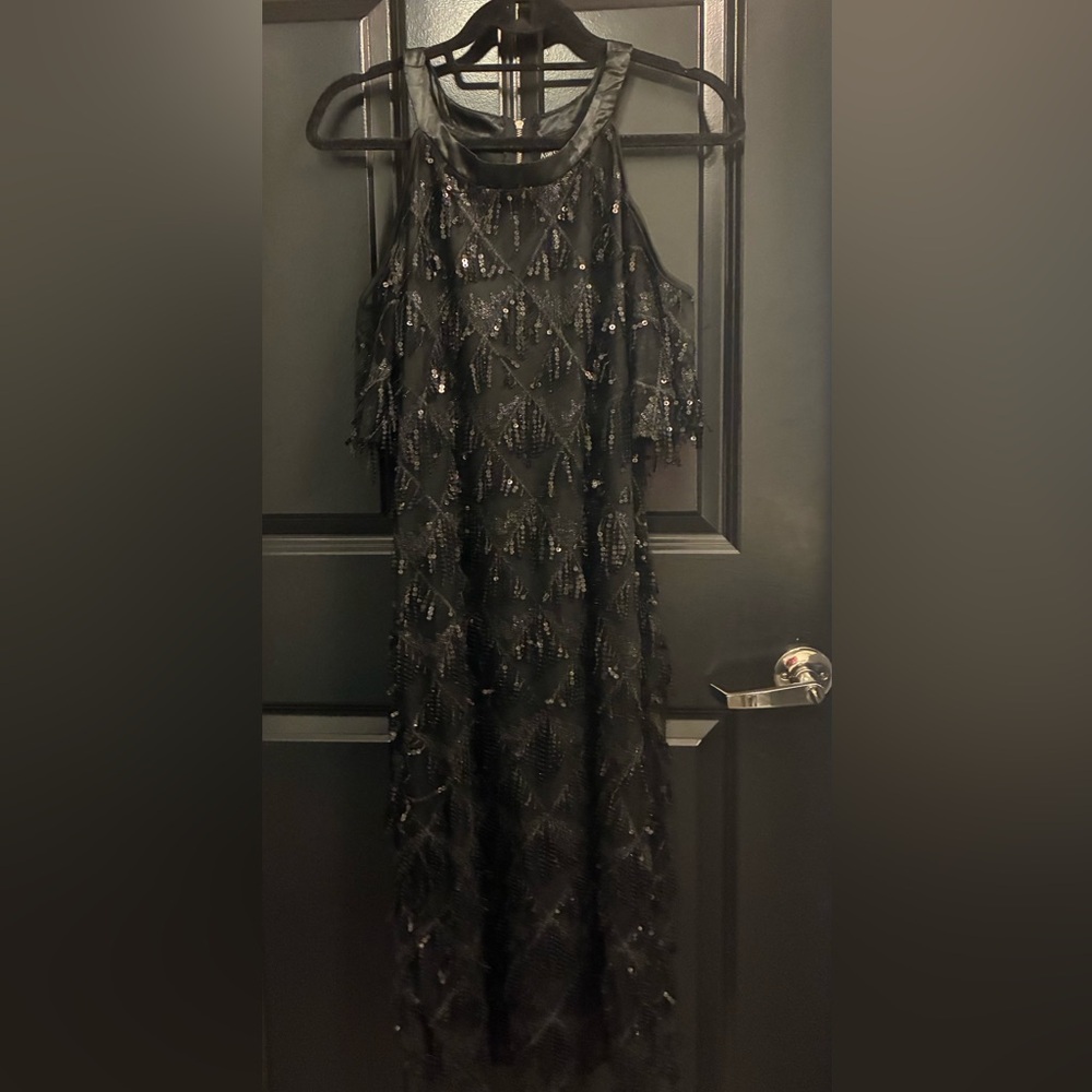New Ashley Stewart Sequin Black Evening Dress. Sz 12